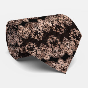 Victorian rose gold black pattern Wedding neck tie