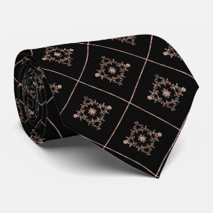 Victorian rose gold black pattern Wedding neck tie