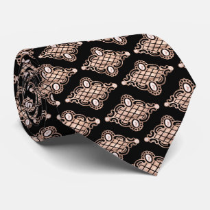 Victorian rose gold black pattern Wedding neck tie