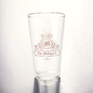 Victorian Rose Gold Crown Monogram Pint Bar Glass