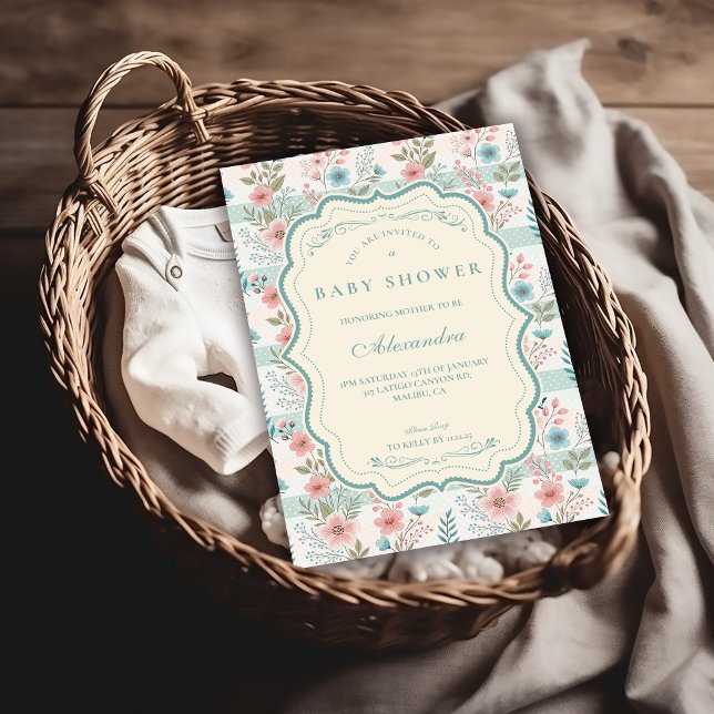 Victorian Rose Lattice Baby Shower Invitation (Creator Uploaded)