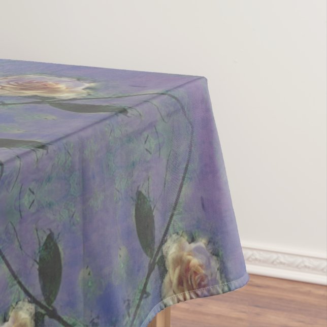 Victorian Rose Pink & Blue Tablecloth (In Situ)