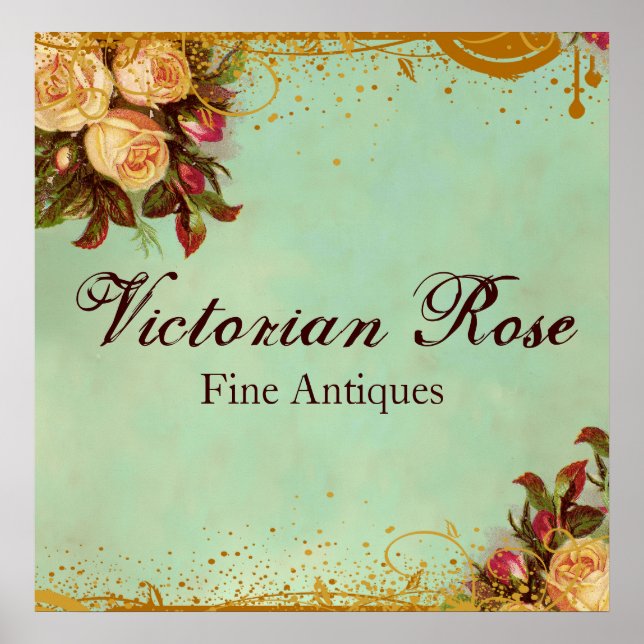 Victorian Rose Sign Poster (Front)