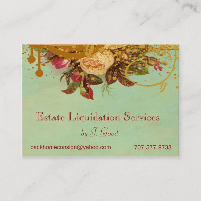 Victorian Rose Swirls & Splatter Standard for ELS Business Card (Front)