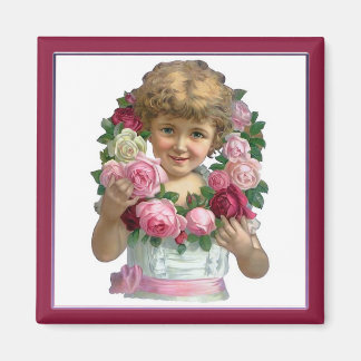 Victorian Rose Wreath Girl Magnet