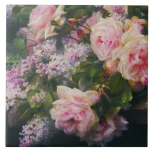 Victorian Roses and Lilacs Tile