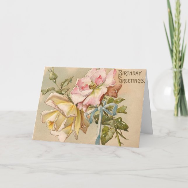 Victorian Roses Birthday Greeting Card (Front)