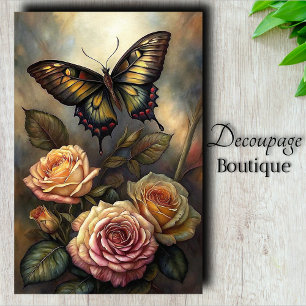 Victorian Roses Butterfly Decoupage Tissue Paper