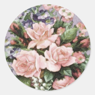 Victorian Roses Classic Round Sticker