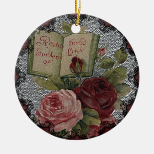 Victorian Roses Emblem of Love Ornament (Front)