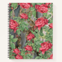 Victorian Roses Green Leaves on Grey