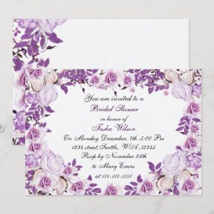 victorian roses purple Bridal Shower Invitation
