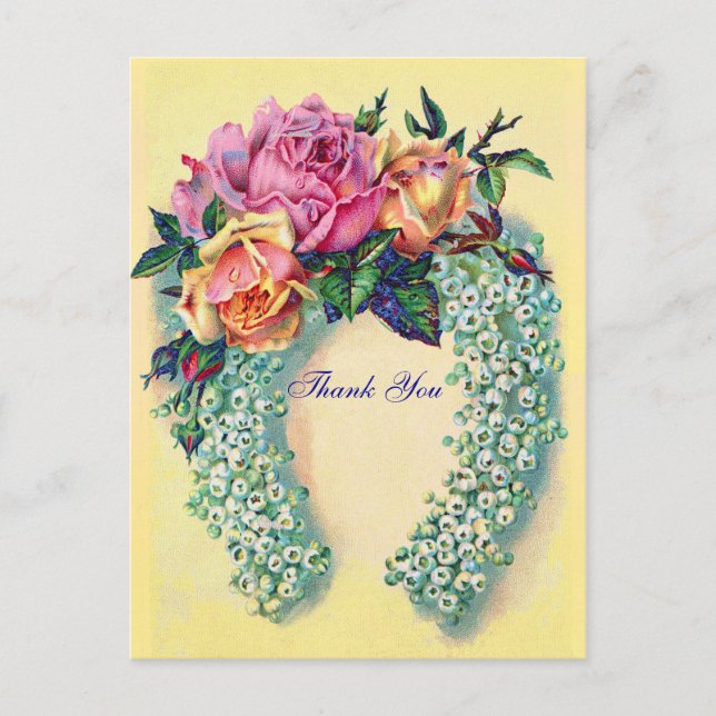 Victorian Roses Thank You Postcard (Front)