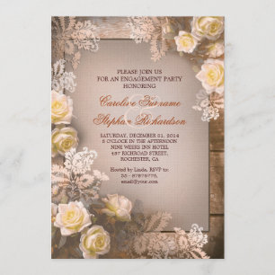 Victorian roses vintage engagement party invites