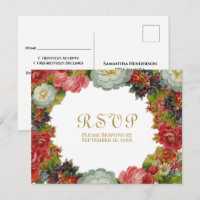Victorian Roses Vintage Floral Autumn Wedding RSVP