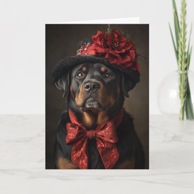 Victorian Rottweiler Christmas Holiday Card (Front)