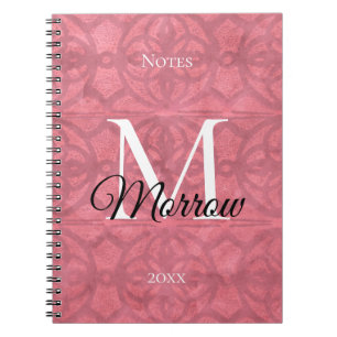 Victorian Rouge Pink Batik Name and Year Notebook