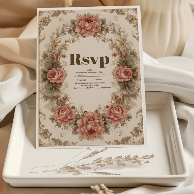 Victorian Royal Elegance Wedding RSVP Card (Creator Uploaded)