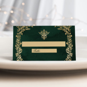 Victorian Royal Wedding  Green and Gold Place Card