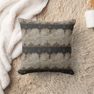 Victorian Ruby Lace Gothic Pattern (1) Cushion