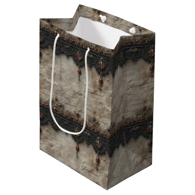 Victorian Ruby Lace Gothic Pattern (1) Medium Gift Bag (Front Angled)