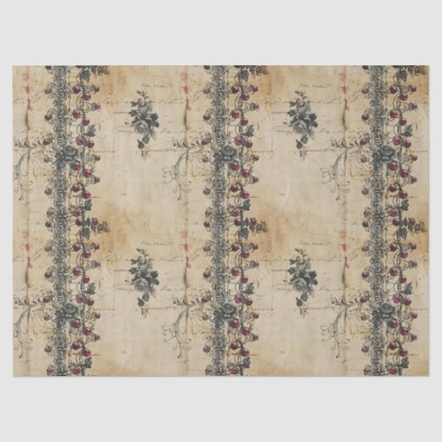 Victorian Ruby Lace Gothic Pattern (2) Tissue Paper (Front)