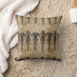 Victorian Ruby Lace Gothic Pattern (3) Cushion