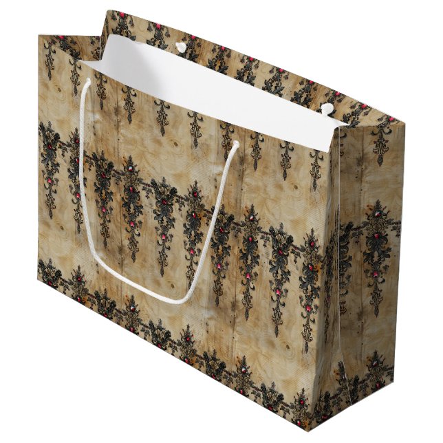 Victorian Ruby Lace Gothic Pattern (3) Large Gift Bag (Front Angled)