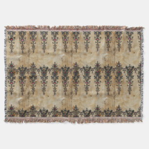 Victorian Ruby Lace Gothic Pattern (3) Throw Blanket