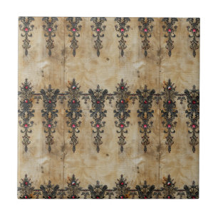 Victorian Ruby Lace Gothic Pattern (3) Tile