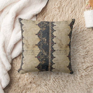 Victorian Ruby Lace Gothic Pattern (4) Cushion