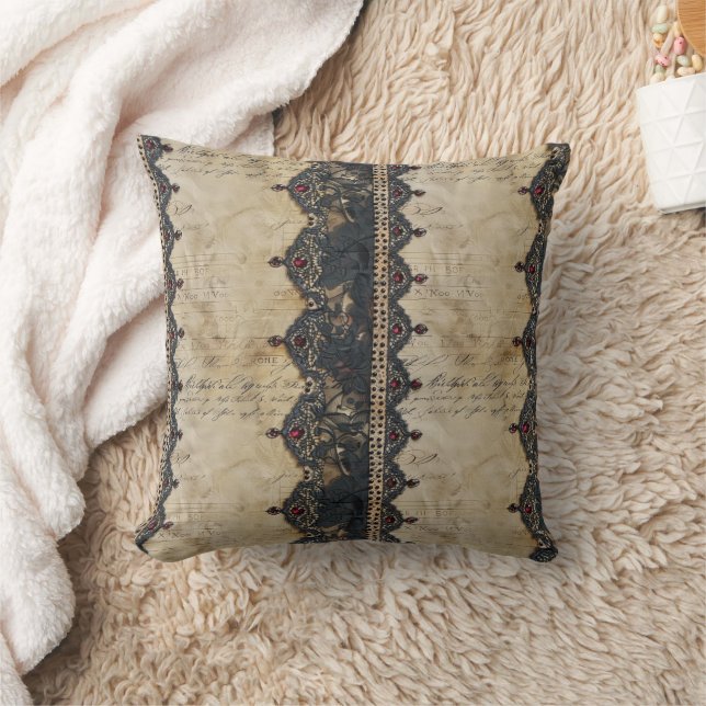 Victorian Ruby Lace Gothic Pattern (4) Cushion (Blanket)