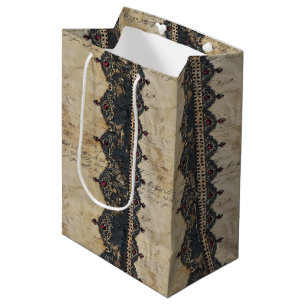 Victorian Ruby Lace Gothic Pattern (4) Medium Gift Bag