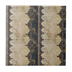 Victorian Ruby Lace Gothic Pattern (4) Tile