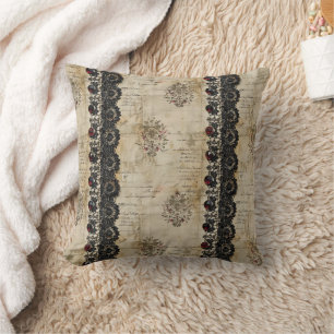 Victorian Ruby Lace Gothic Pattern (5) Cushion
