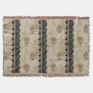 Victorian Ruby Lace Gothic Pattern (5) Throw Blanket