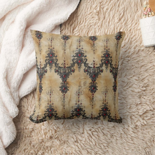 Victorian Ruby Lace Gothic Pattern (7) Cushion (Blanket)