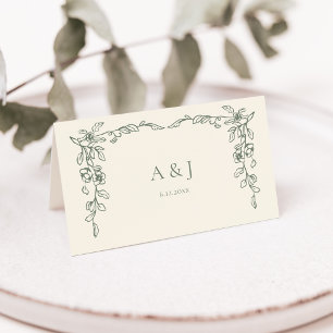 Victorian Sage Green Wedding Place Card