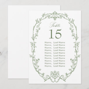 Victorian Sage Green Wedding Seating Chart Card