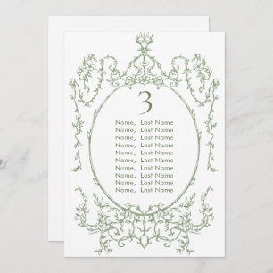 Victorian Sage Green Wedding Seating Chart Card