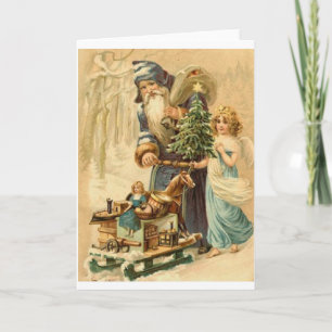 Victorian Santa and Angel Christmas Card