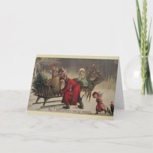 Victorian Santa and Angels Christmas Card