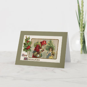 Victorian Santa and Children Christmas Card