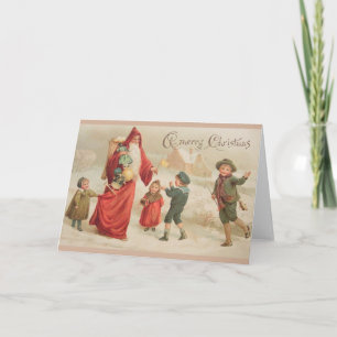 Victorian Santa and Children Christmas Card