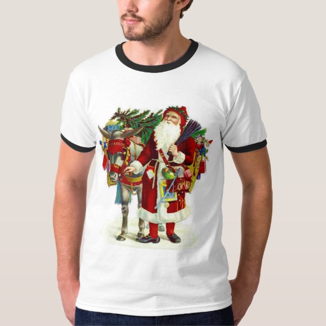 Victorian Santa and Donkey T-Shirt (Front)