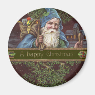 Victorian Santa Angels Blue Christmas Vintage Art Magnet