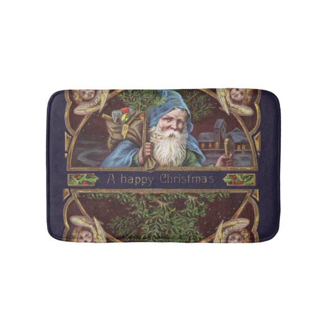 Victorian Santa Angels Christmas Antique Bath Mat (Front)