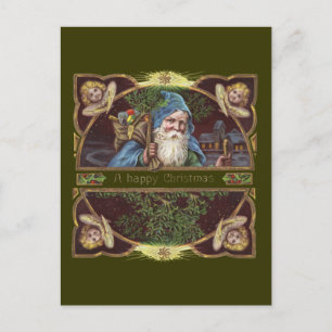 Victorian Santa Angels Christmas Antique Holiday Postcard