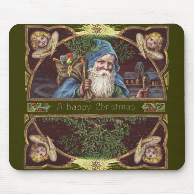 Victorian Santa Angels Christmas Antique Mouse Mat (Front)