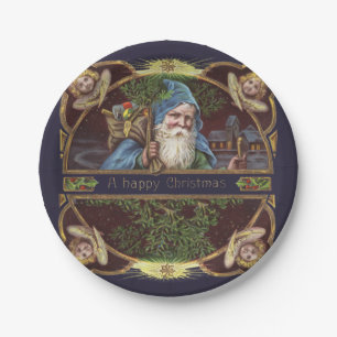 Victorian Santa Angels Christmas Antique Paper Plate